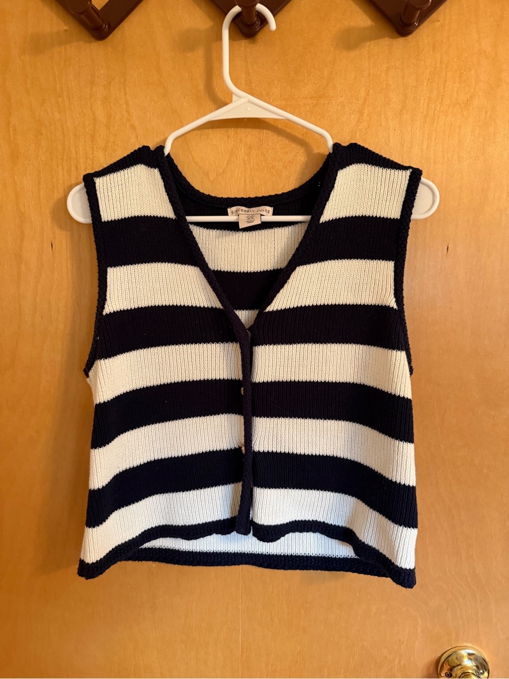 Sincerely Jules Navy & White Striped Knit Vest